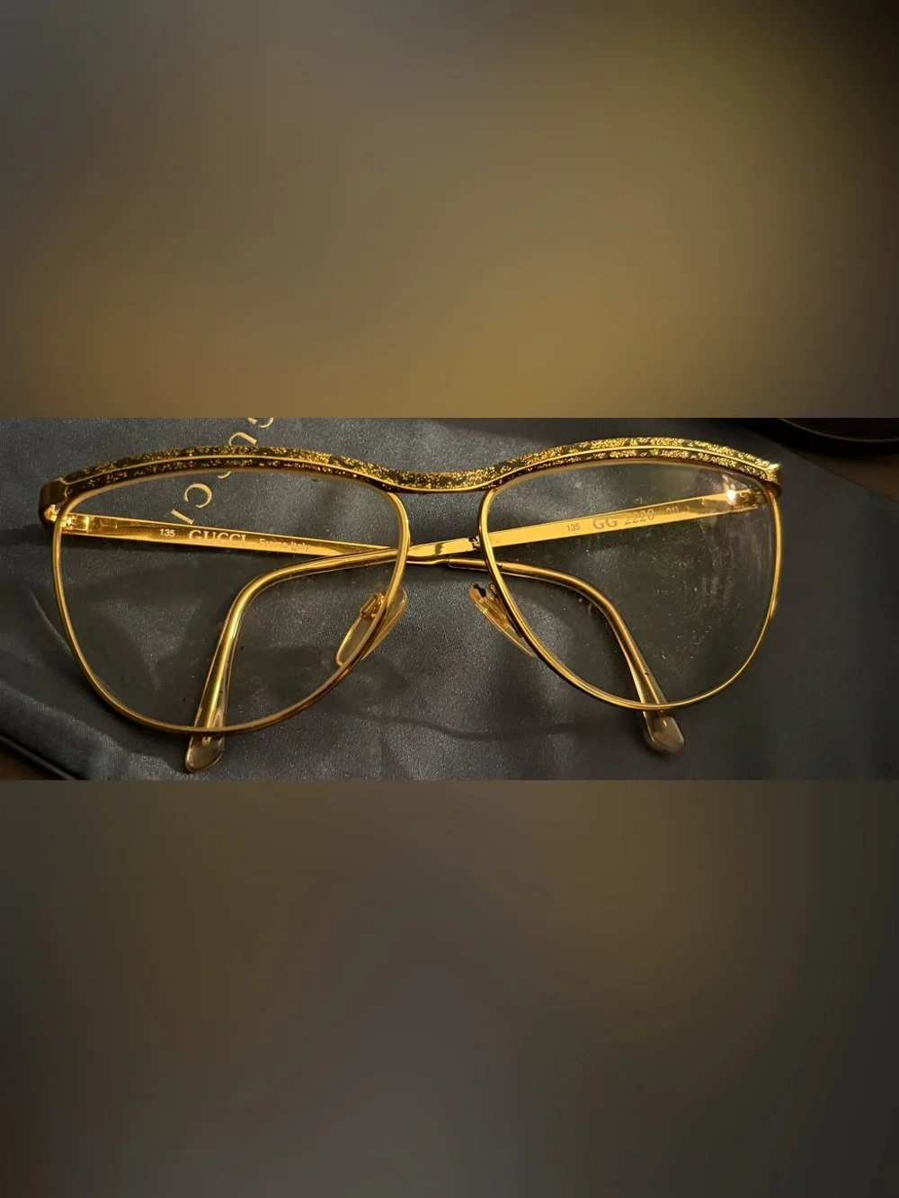 Gucci Gold Crystal Accent Women's Eyeglass Frame - Italian Design